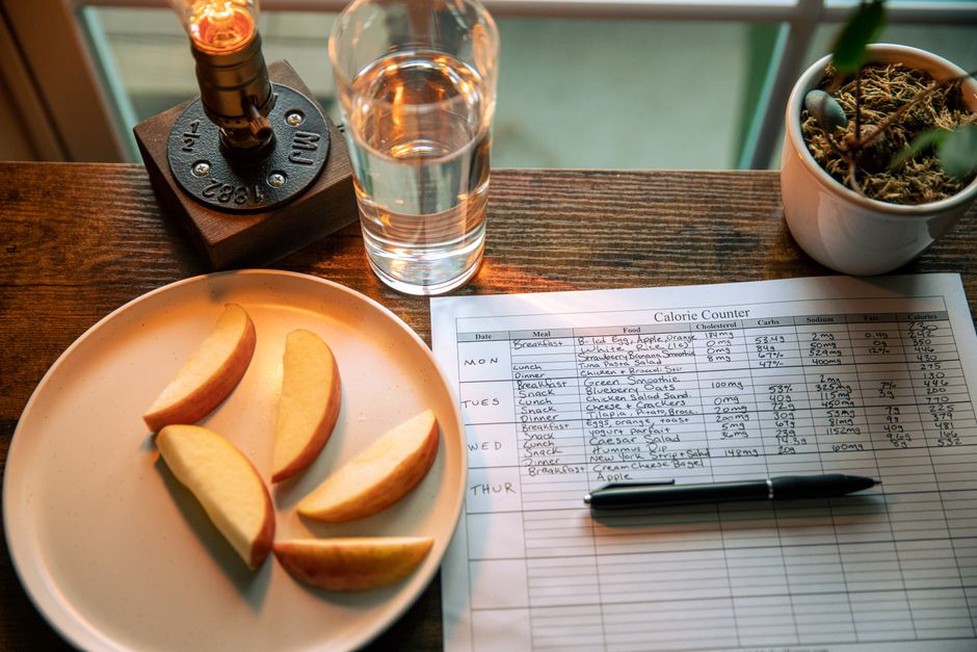 Tracking week three of an elimination diet on a wall calendar