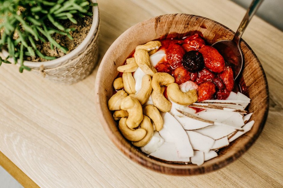 A varied plate includes several plant foods