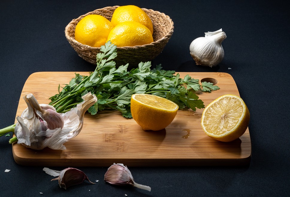 Fresh herbs and citrus ready for simple AIP cooking