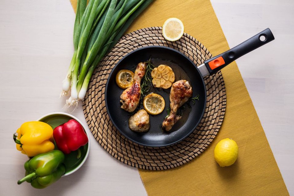 Roasted chicken finished with rosemary and lemon