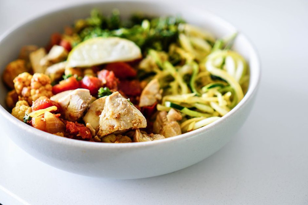Cooked vegetables and protein arranged for an easy meal