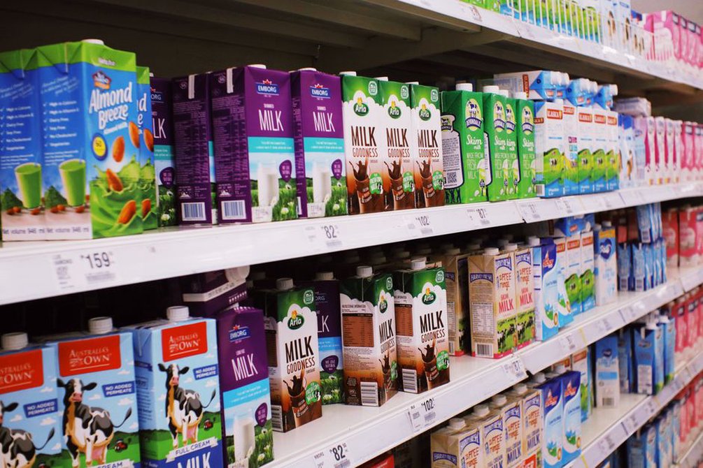 Comparing ingredients on two dairy-free cartons