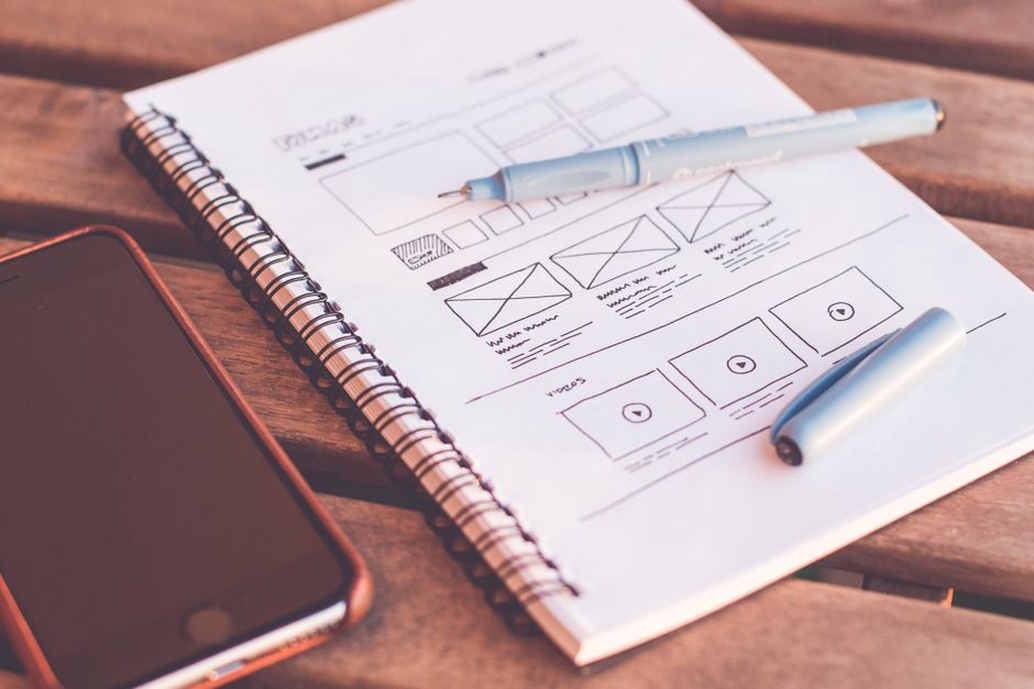 Simple page sections sketched for a phone screen