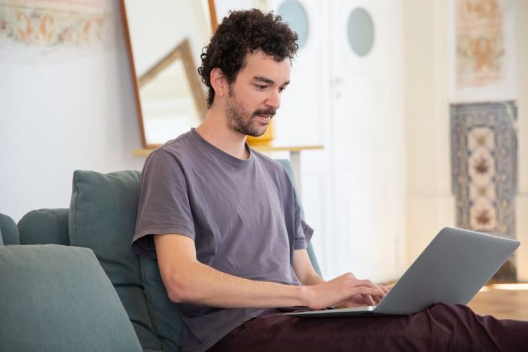 Shopper comparing reviews before buying specialty food
