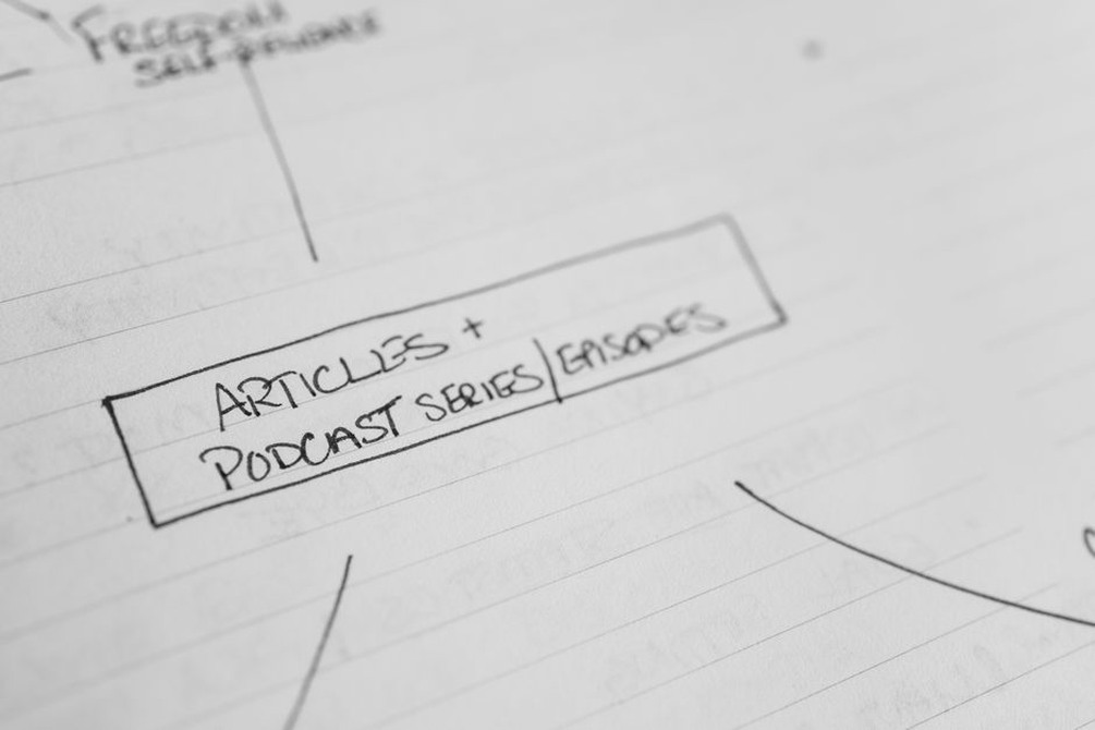 Hand-drawn paths between guides and recipes