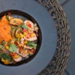 Chicken and sweet potato served with vegetables