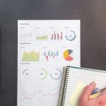 Notebook with page goals beside an analytics screen